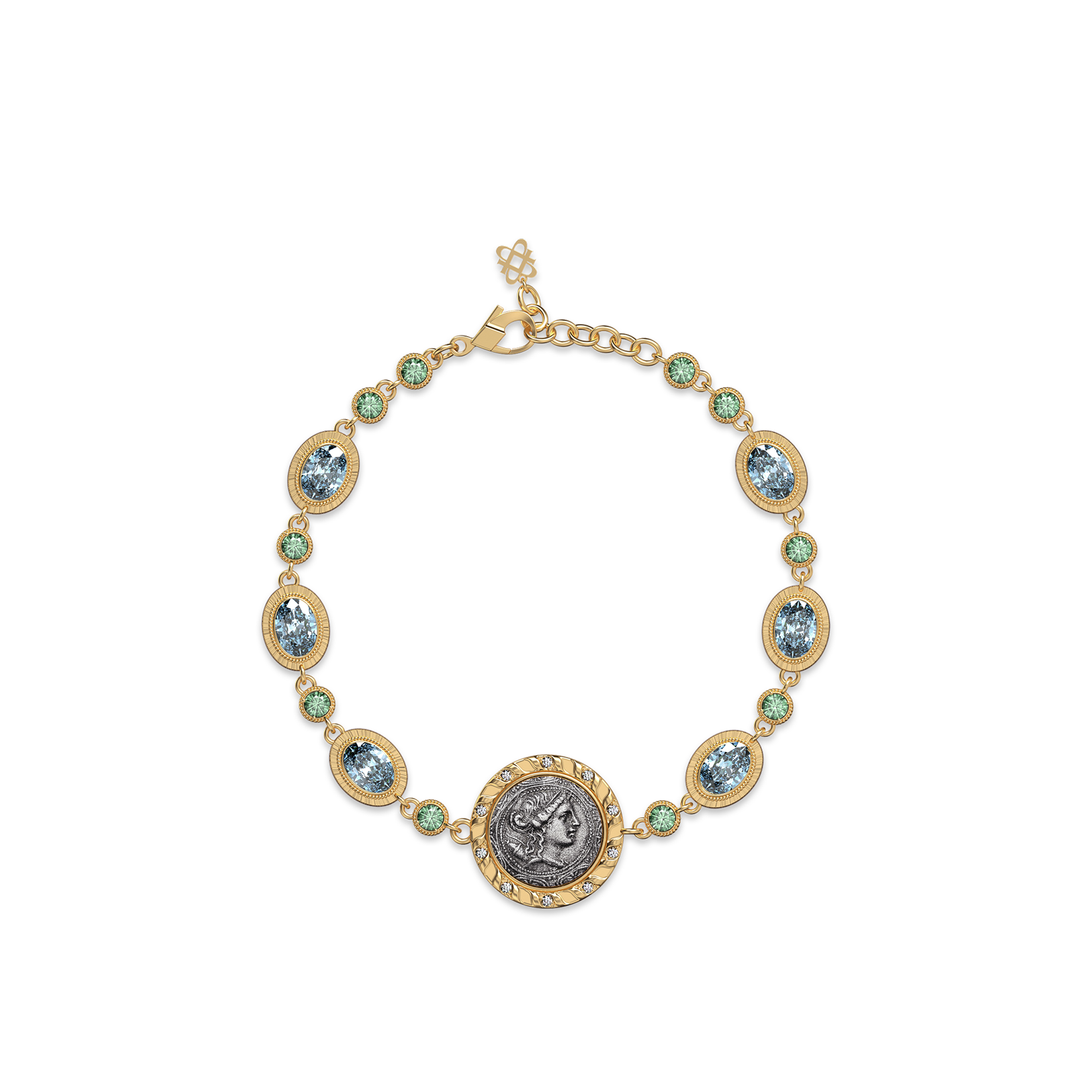The Great Civitas Artemis Coin Bracelet, White Diamond - PASCAL#color_18k-yellow-gold-vermeil-white-diamond