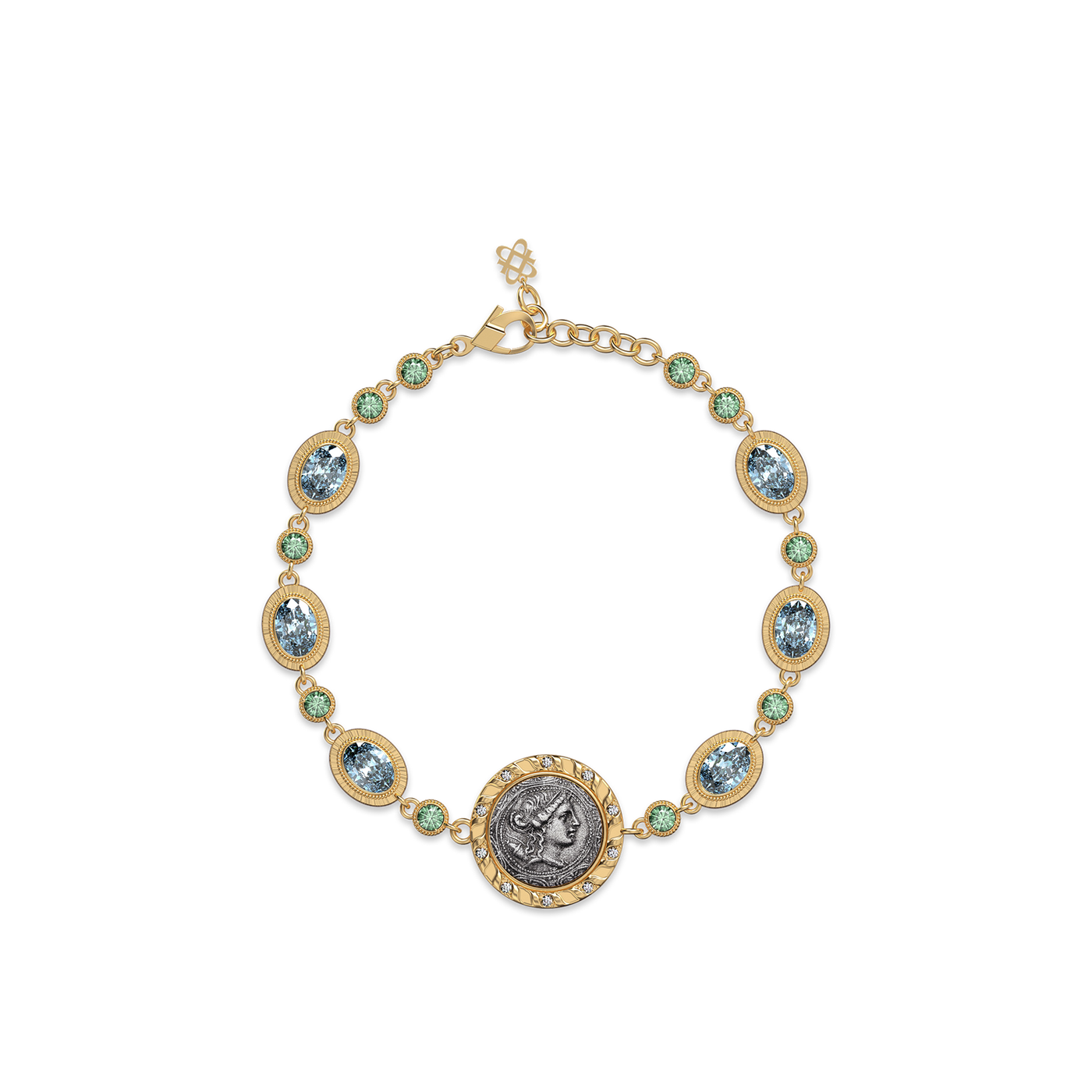 The Great Civitas Artemis Coin Bracelet, White Diamond - PASCAL#color_18k-yellow-gold-vermeil-white-diamond