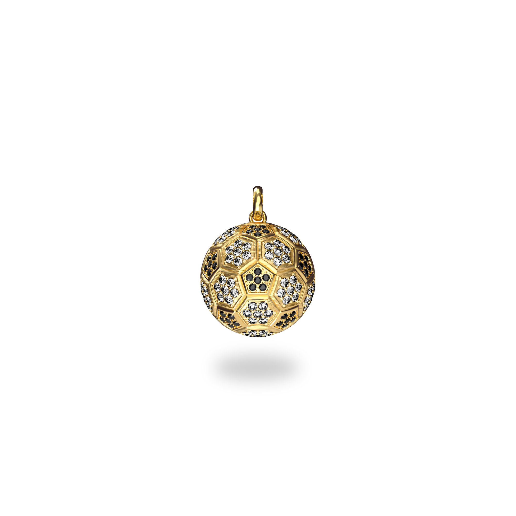 The Soccer Pendant, Black Diamond Pavé - PASCAL#color_18k-yellow-gold-vermeil-black-white-diamond