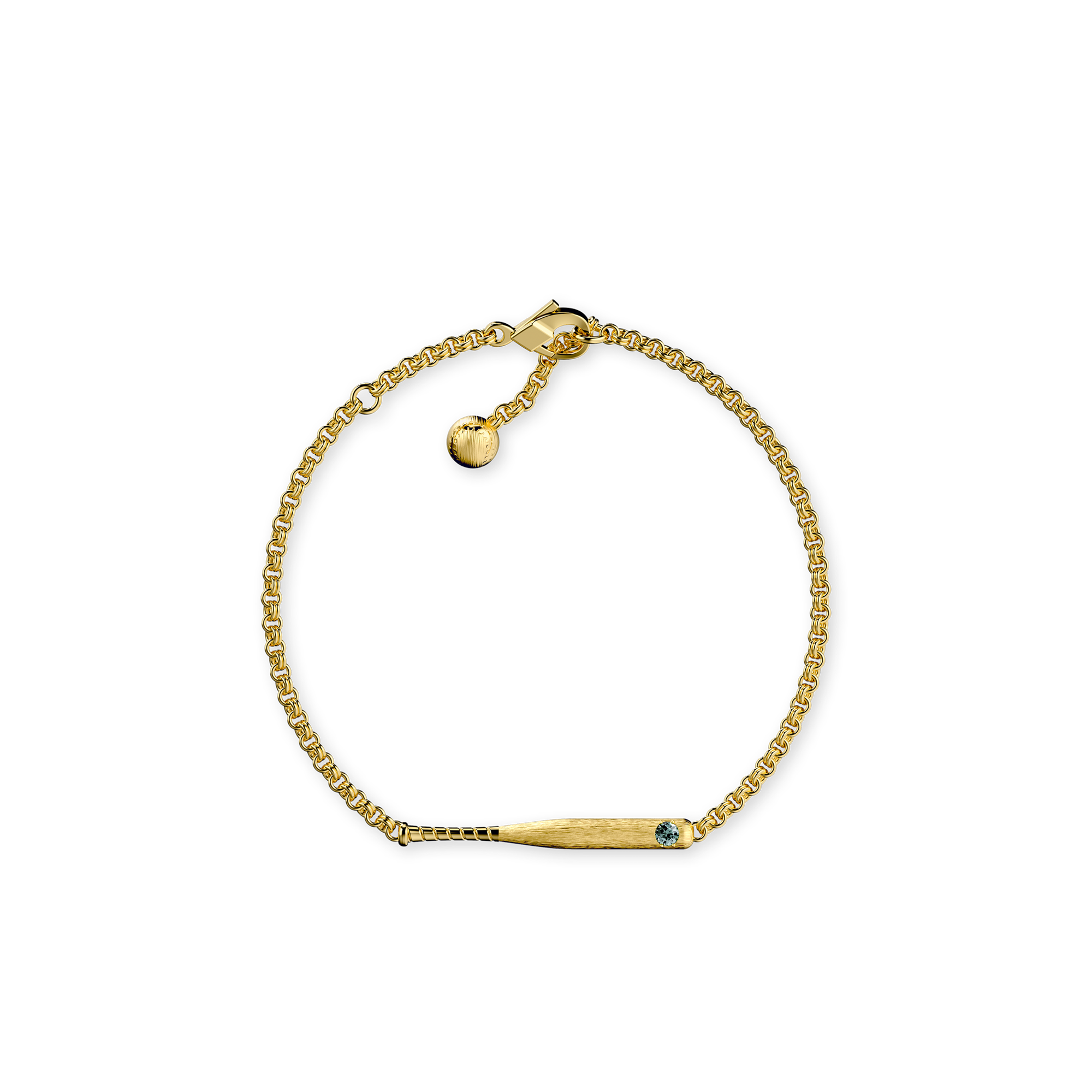 The Baseball Bat Bracelet, Green Diamond - PASCAL#color_18k-yellow-gold-vermeil-green-diamond