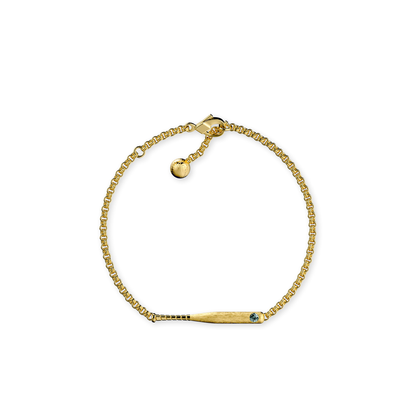 The Baseball Bat Bracelet, Green Diamond - PASCAL#color_18k-yellow-gold-vermeil-green-diamond
