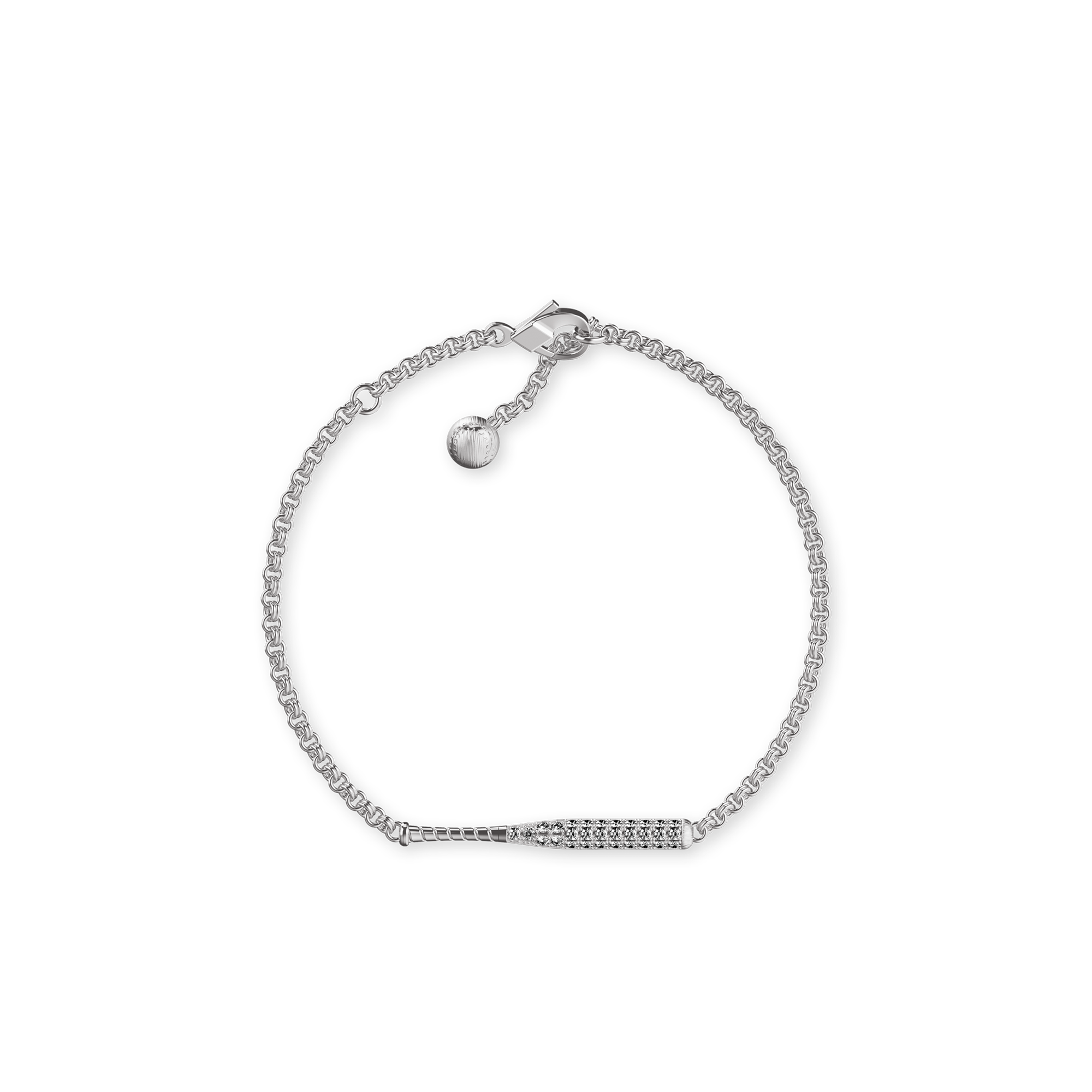 The Baseball Bat Bracelet, White Diamond Pavé - PASCAL#color_18k-white-gold-vermeil-white-diamond