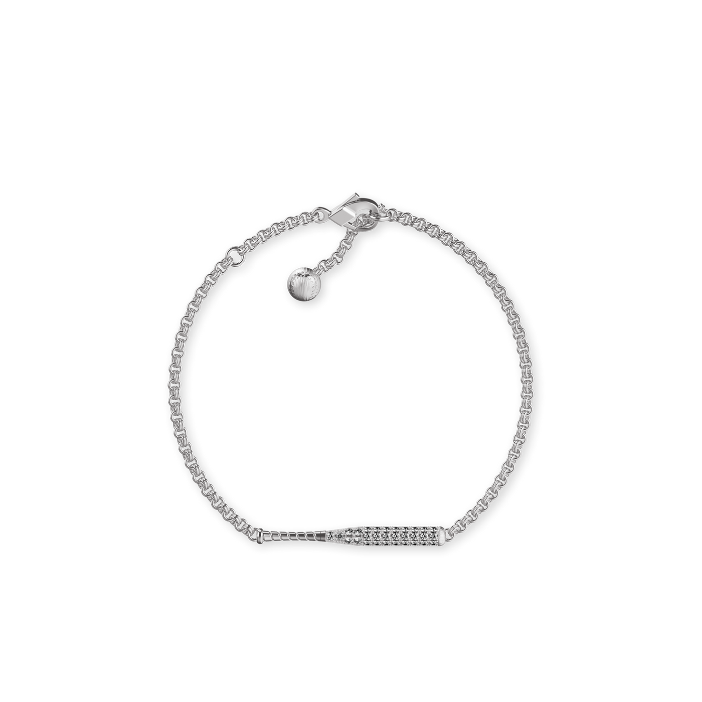 The Baseball Bat Bracelet, White Diamond Pavé - PASCAL#color_18k-white-gold-vermeil-white-diamond