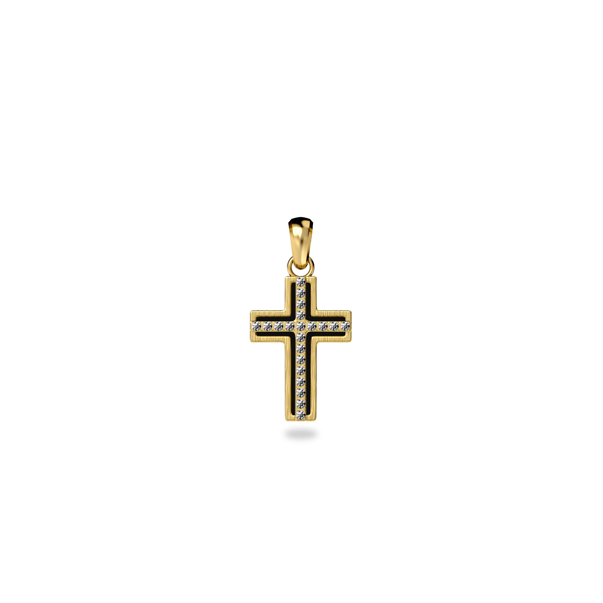 Deco Cross Pendant, White Diamond Pavé - PASCAL##color_18k-yellow-gold-vermeil-white-diamond