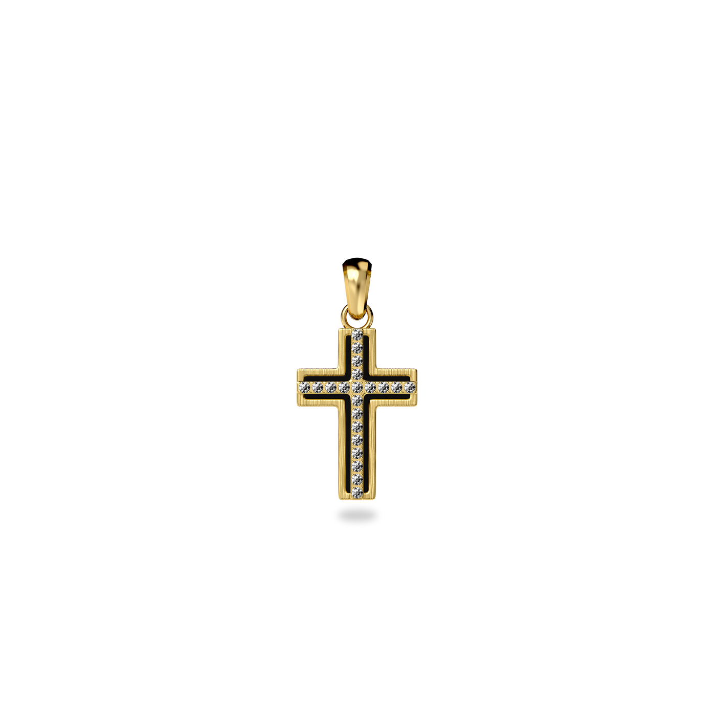 Deco Cross Pendant, White Diamond Pavé - PASCAL##color_18k-yellow-gold-vermeil-white-diamond