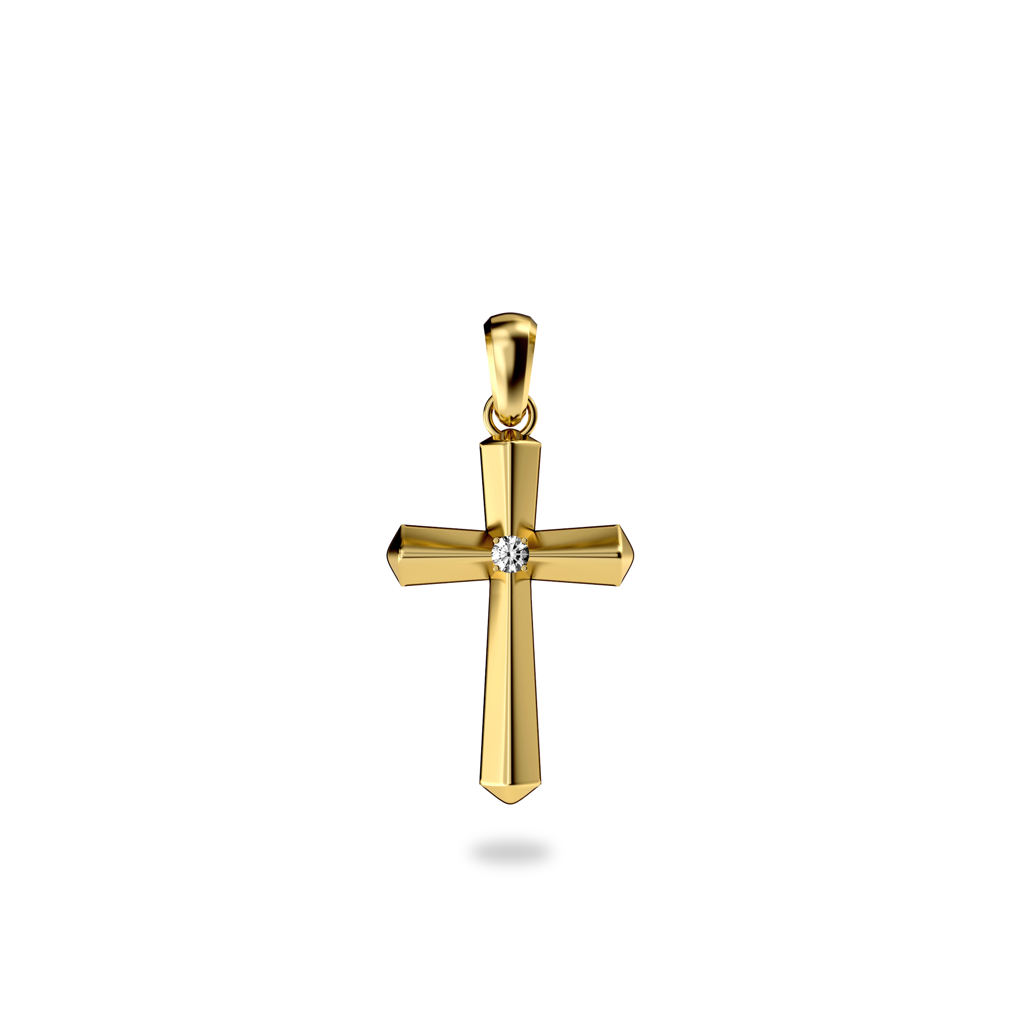 Cross Amulet Pendant, White Diamond - PASCAL#color_18k-yellow-gold-vermeil-white-diamond