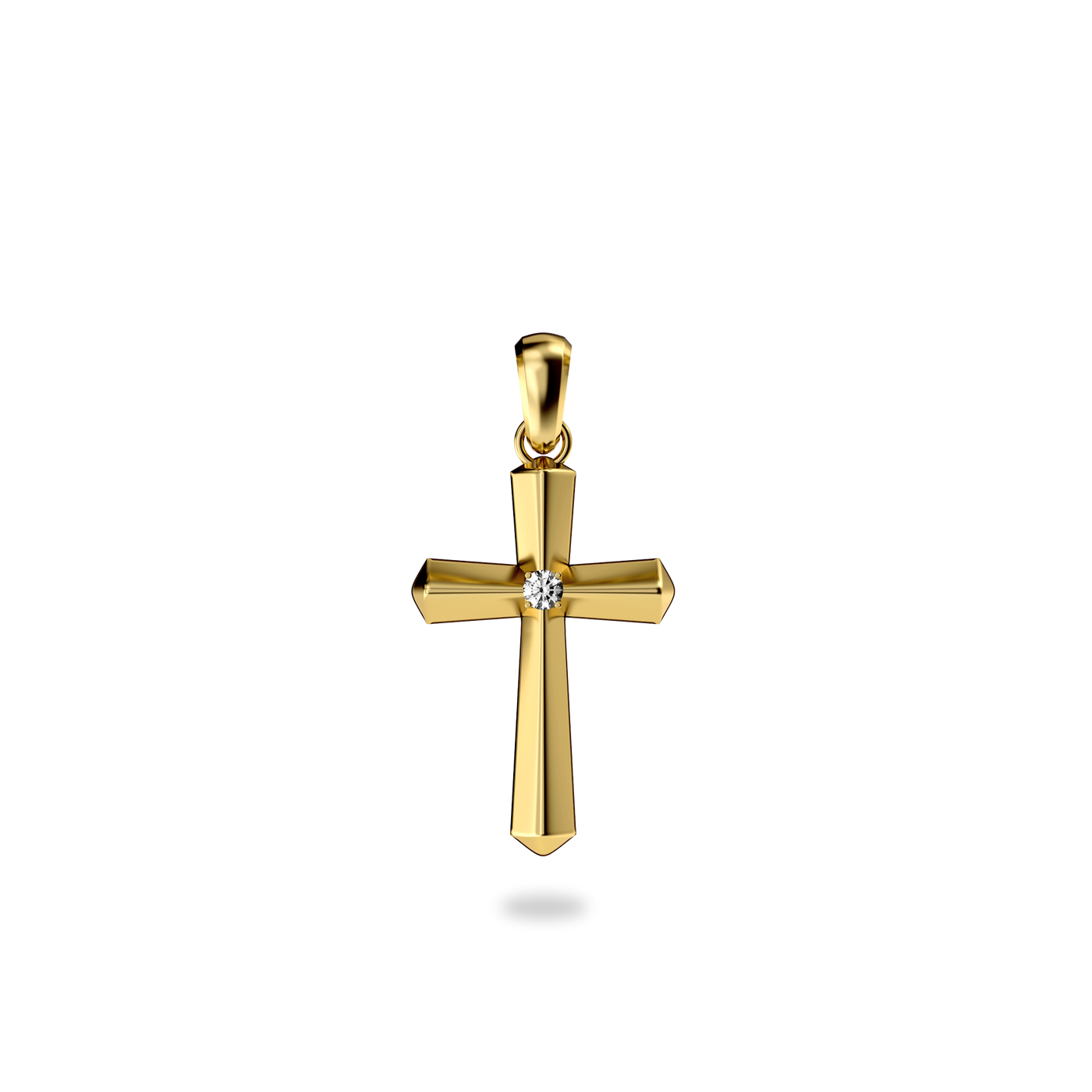 Cross Amulet Pendant, White Diamond - PASCAL#color_18k-yellow-gold-vermeil-white-diamond