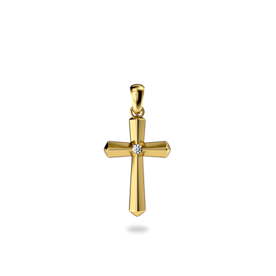 Cross Amulet Pendant, White Diamond - PASCAL#color_18k-yellow-gold-vermeil-white-diamond