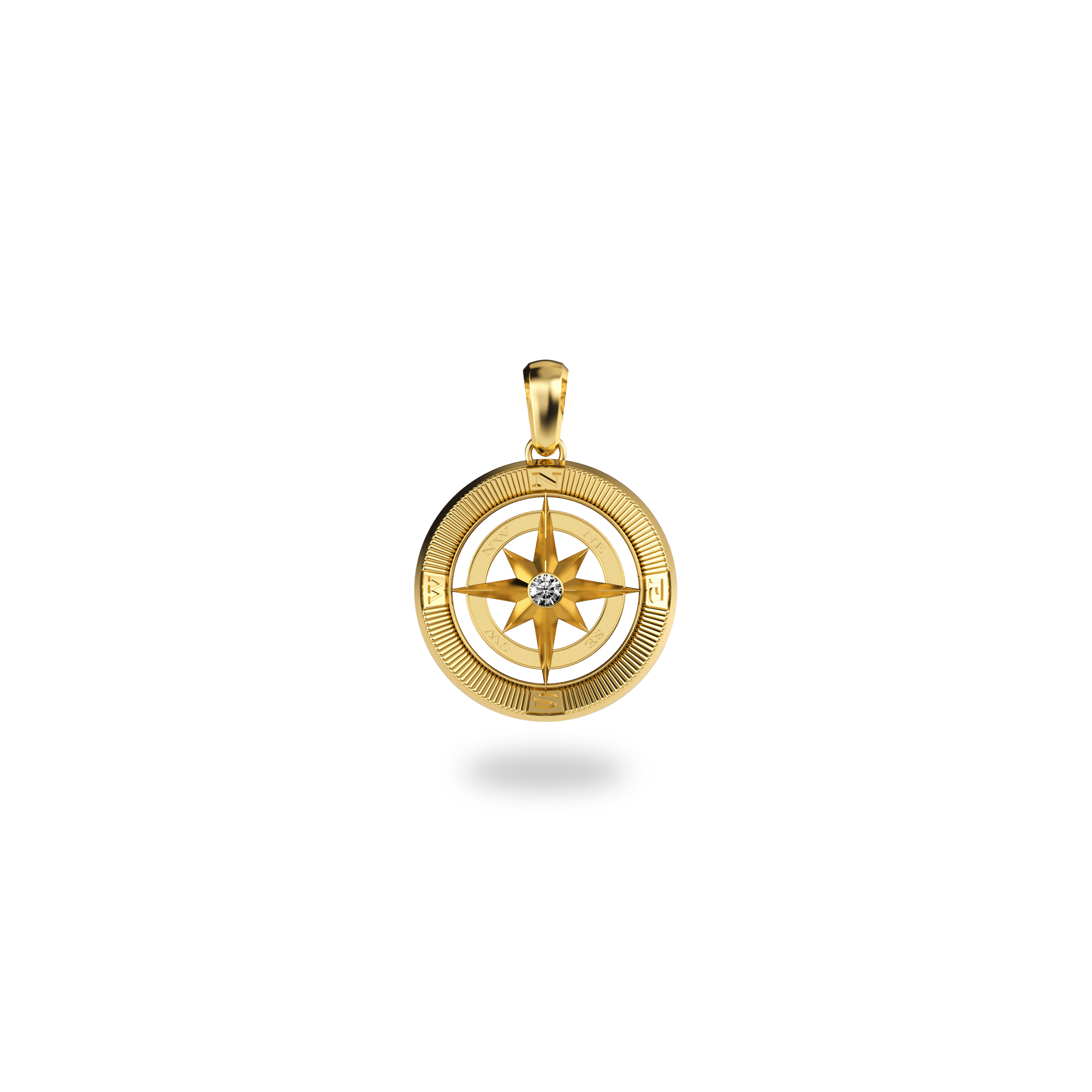 Compass Pendant, White Diamond - PASCAL