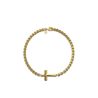 Cross Amulet Bracelet, White Diamond - PASCAL#color_18k-yellow-gold-vermeil-white-diamond