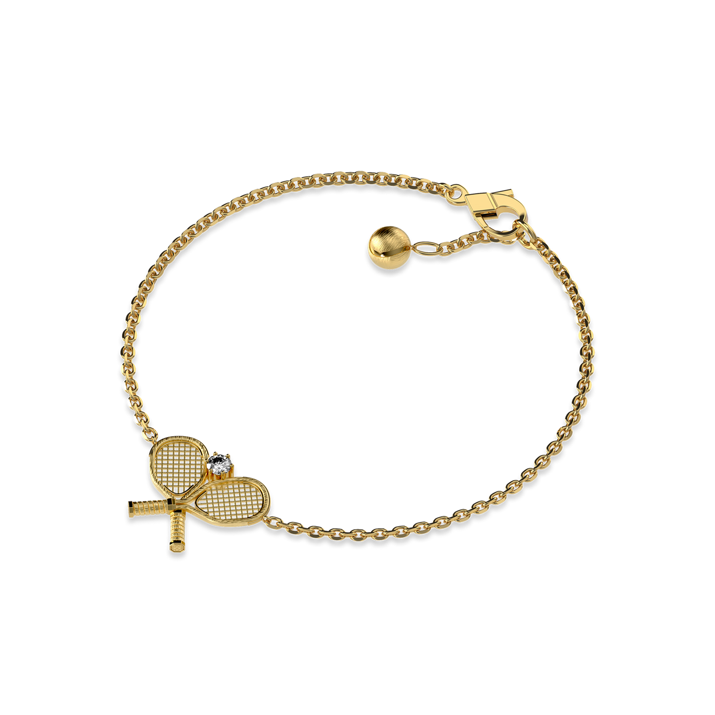 Pulsera "The Tennis" Dos Raquetas, Diamante Blanco