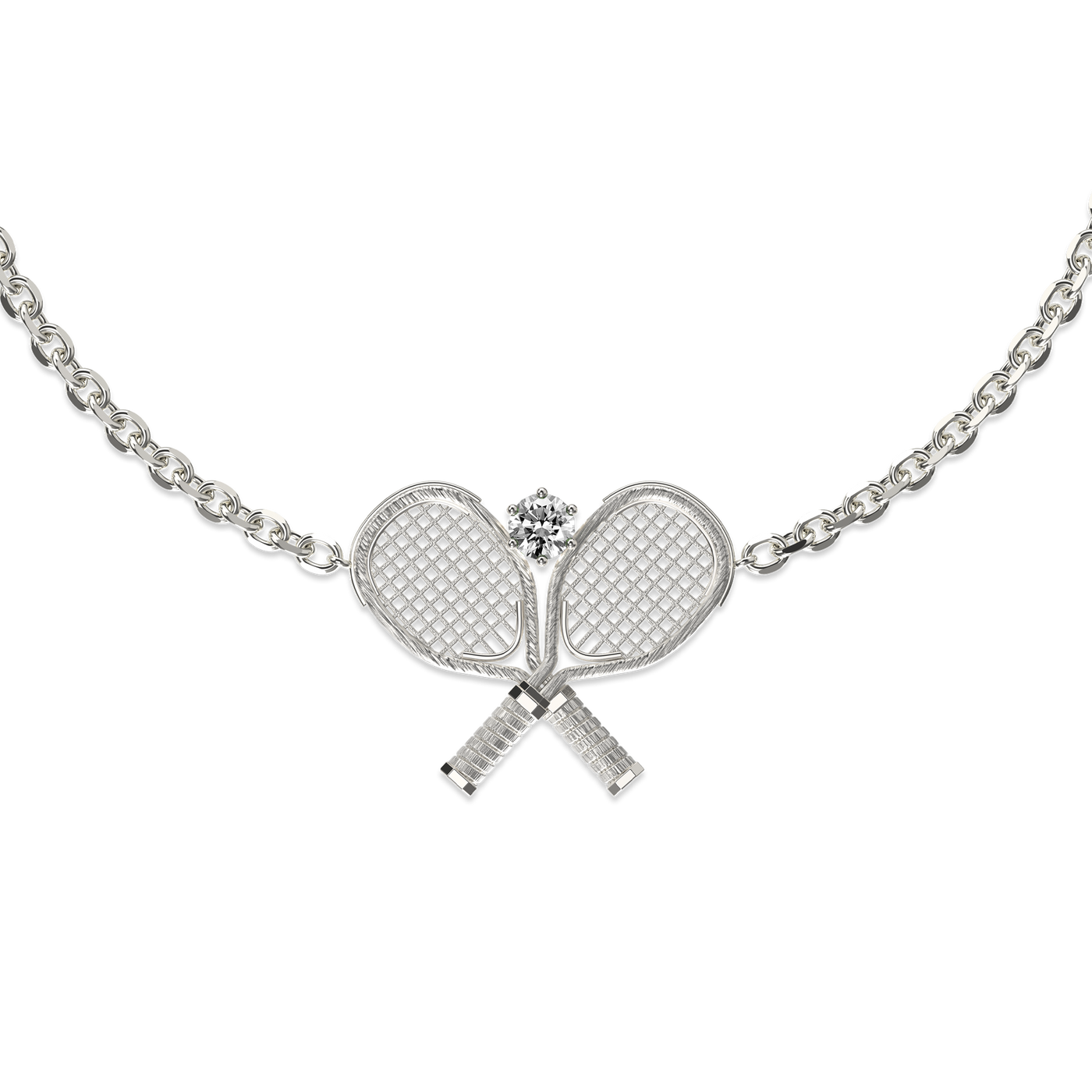 Pulsera "The Tennis" Dos Raquetas, Diamante Blanco