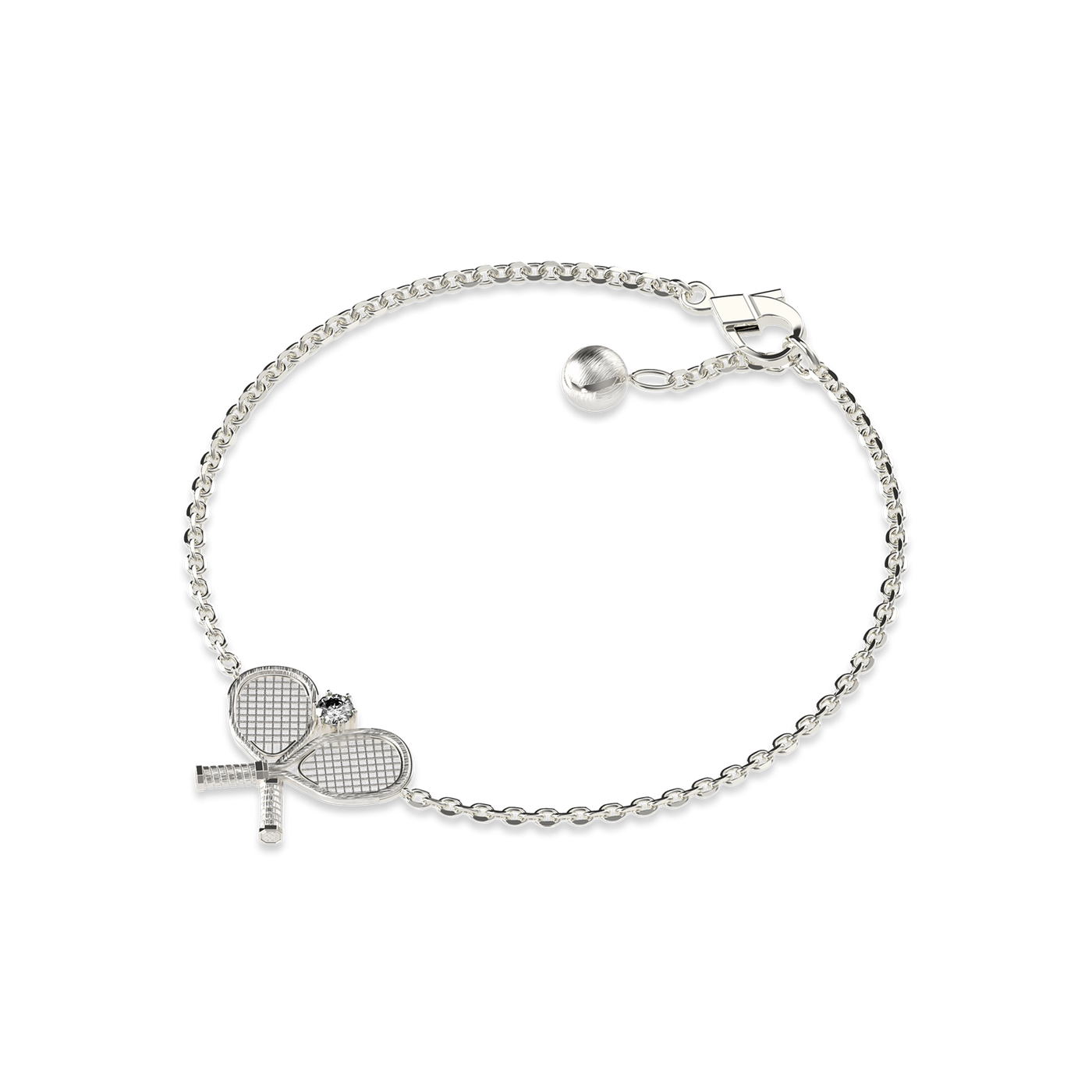 Pulsera "The Tennis" Dos Raquetas, Diamante Blanco