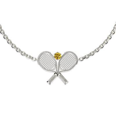 Pulsera "The Tennis" Dos Raquetas, Diamante Amarillo