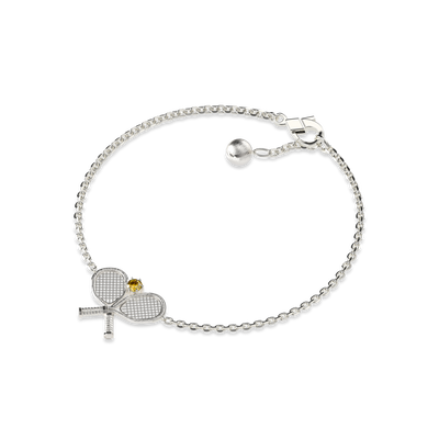 Pulsera "The Tennis" Dos Raquetas, Diamante Amarillo
