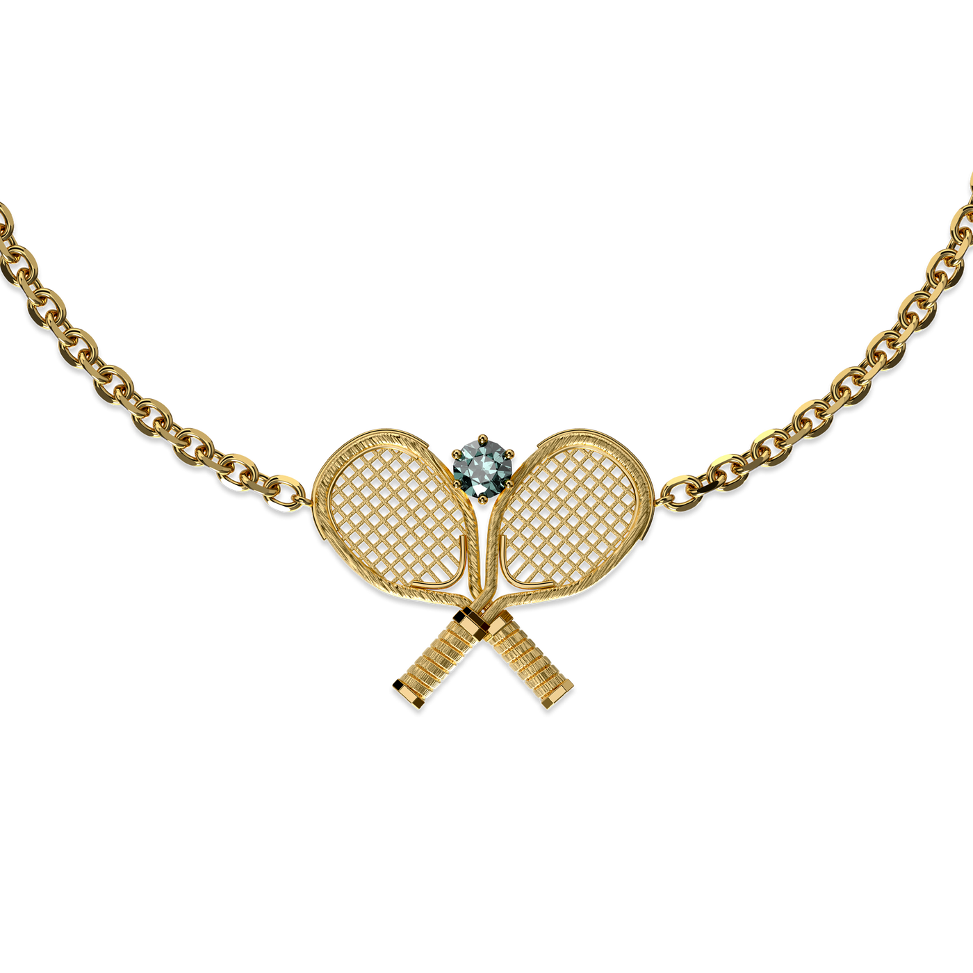 Pulsera "The Tennis" Dos Raquetas, Diamante Verde