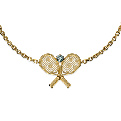 Pulsera "The Tennis" Dos Raquetas, Diamante Verde