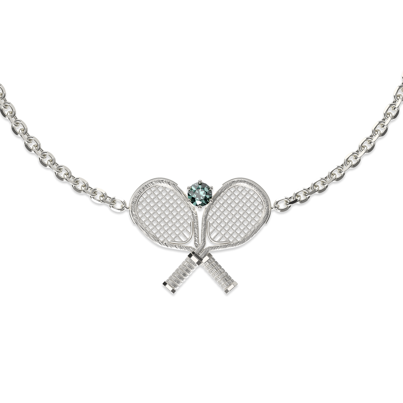 Pulsera "The Tennis" Dos Raquetas, Diamante Verde