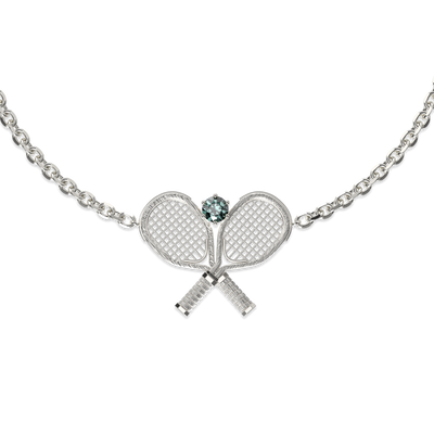 Pulsera "The Tennis" Dos Raquetas, Diamante Verde