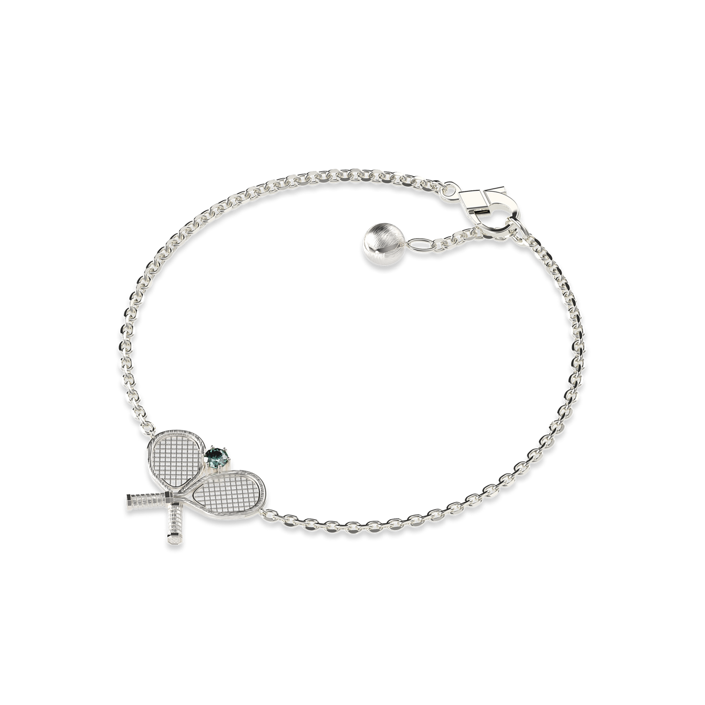 Pulsera "The Tennis" Dos Raquetas, Diamante Verde