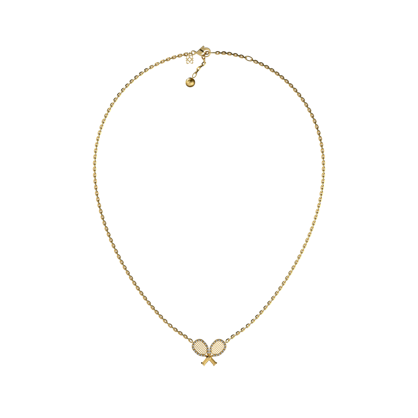 Collar "The Tennis" con dos raquetas, halo de diamantes blancos