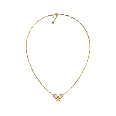 Collar "The Tennis" con dos raquetas, halo de diamantes blancos