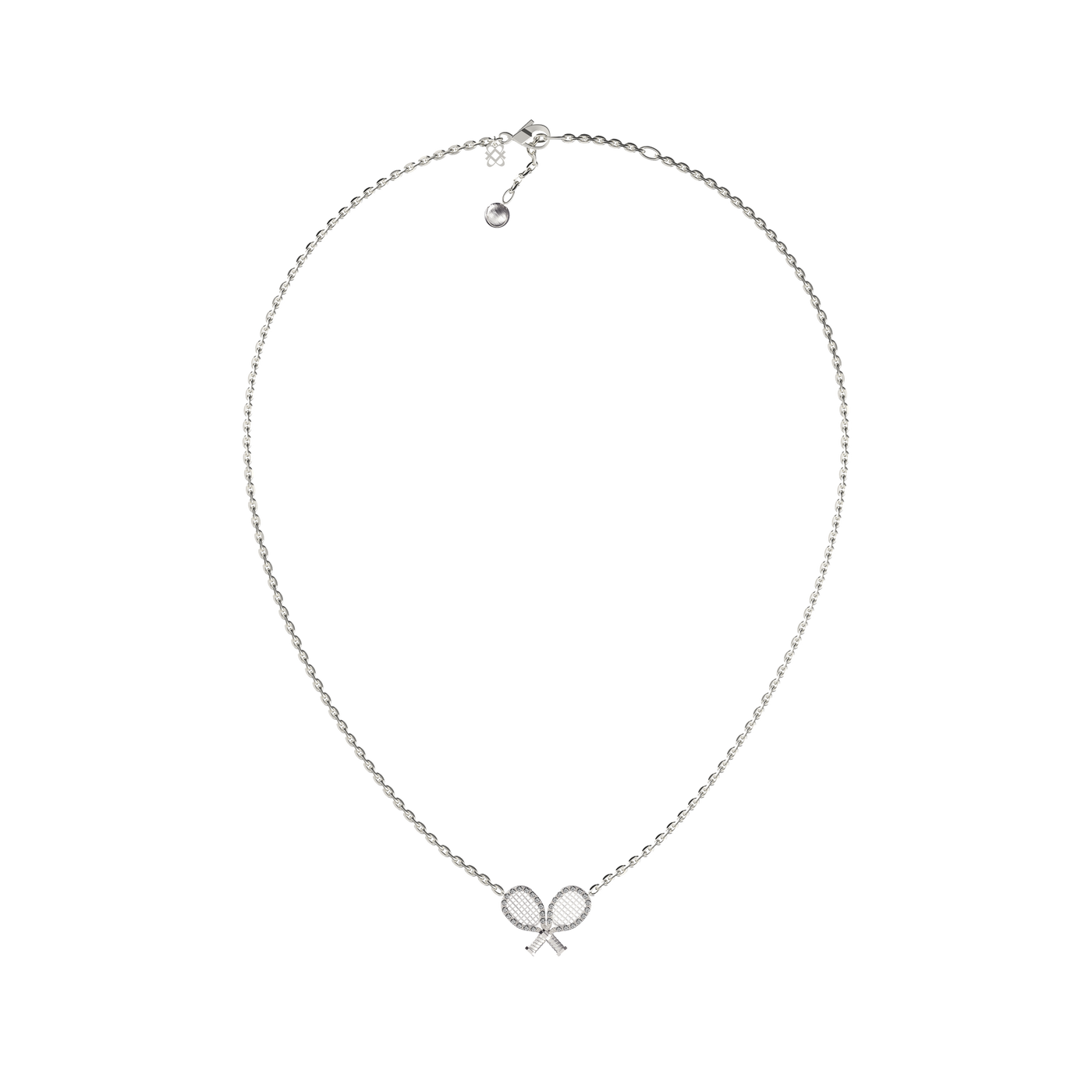 Collar "The Tennis" con dos raquetas, halo de diamantes blancos