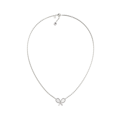 Collar "The Tennis" con dos raquetas, halo de diamantes blancos