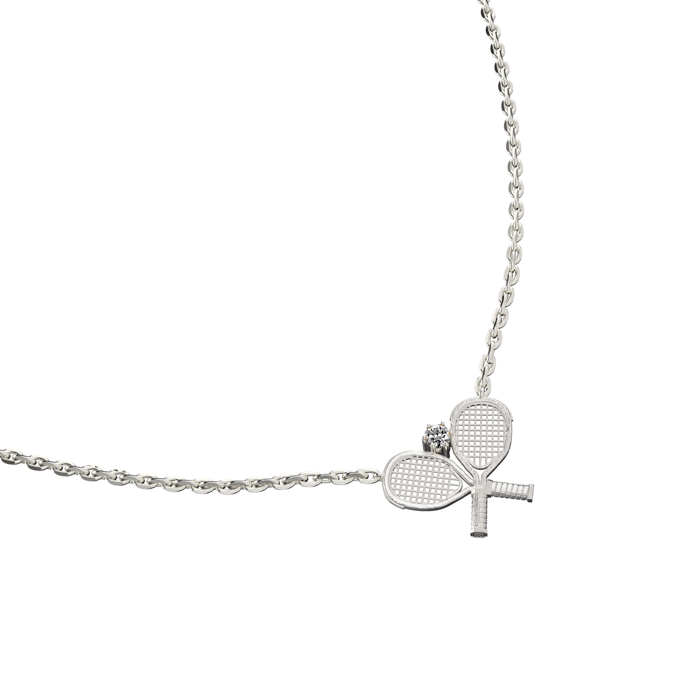 Collar "The Tennis" con dos raquetas, diamante blanco