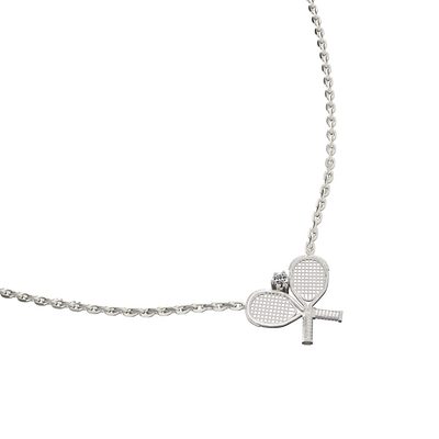 Collar "The Tennis" con dos raquetas, diamante blanco