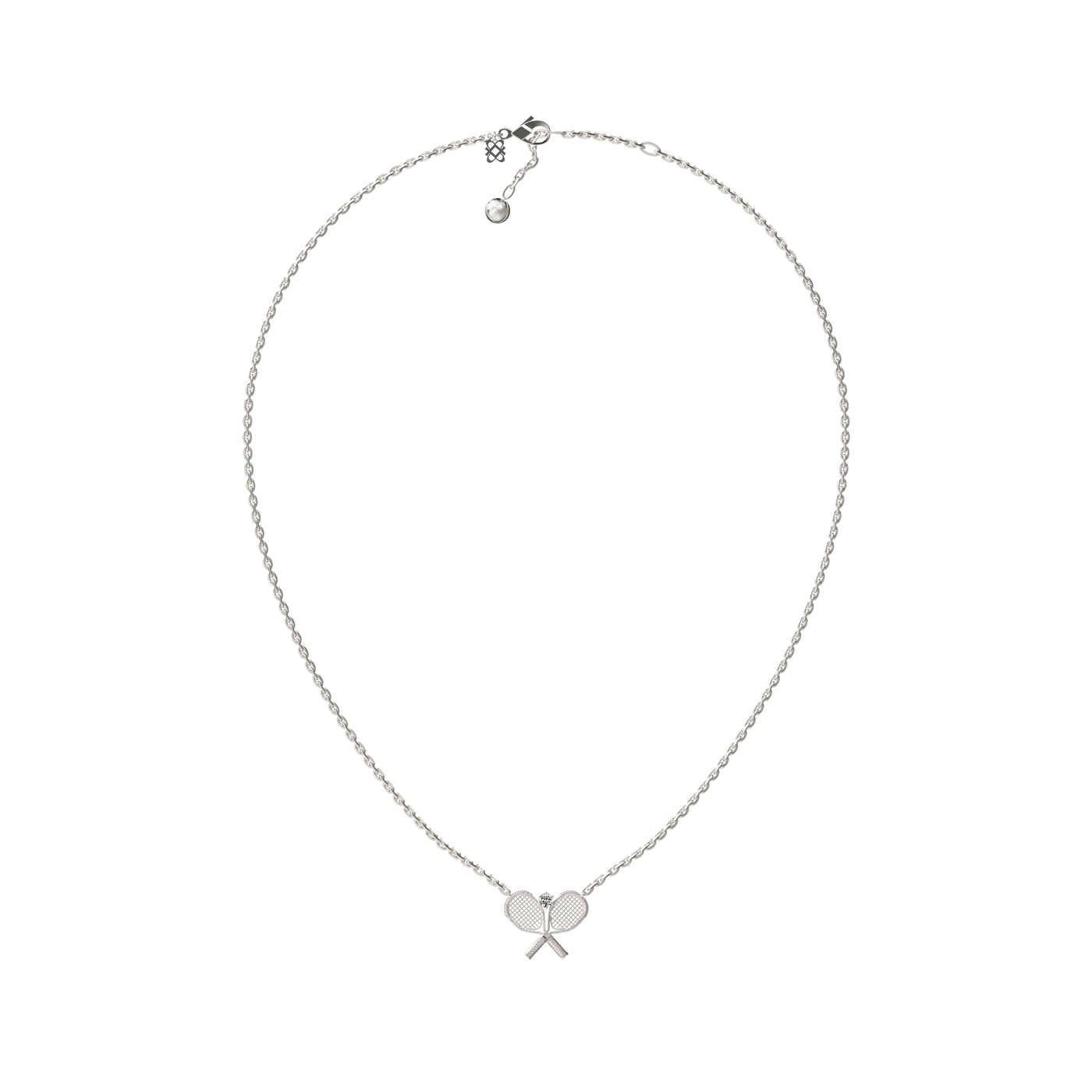 Collar "The Tennis" con dos raquetas, diamante blanco