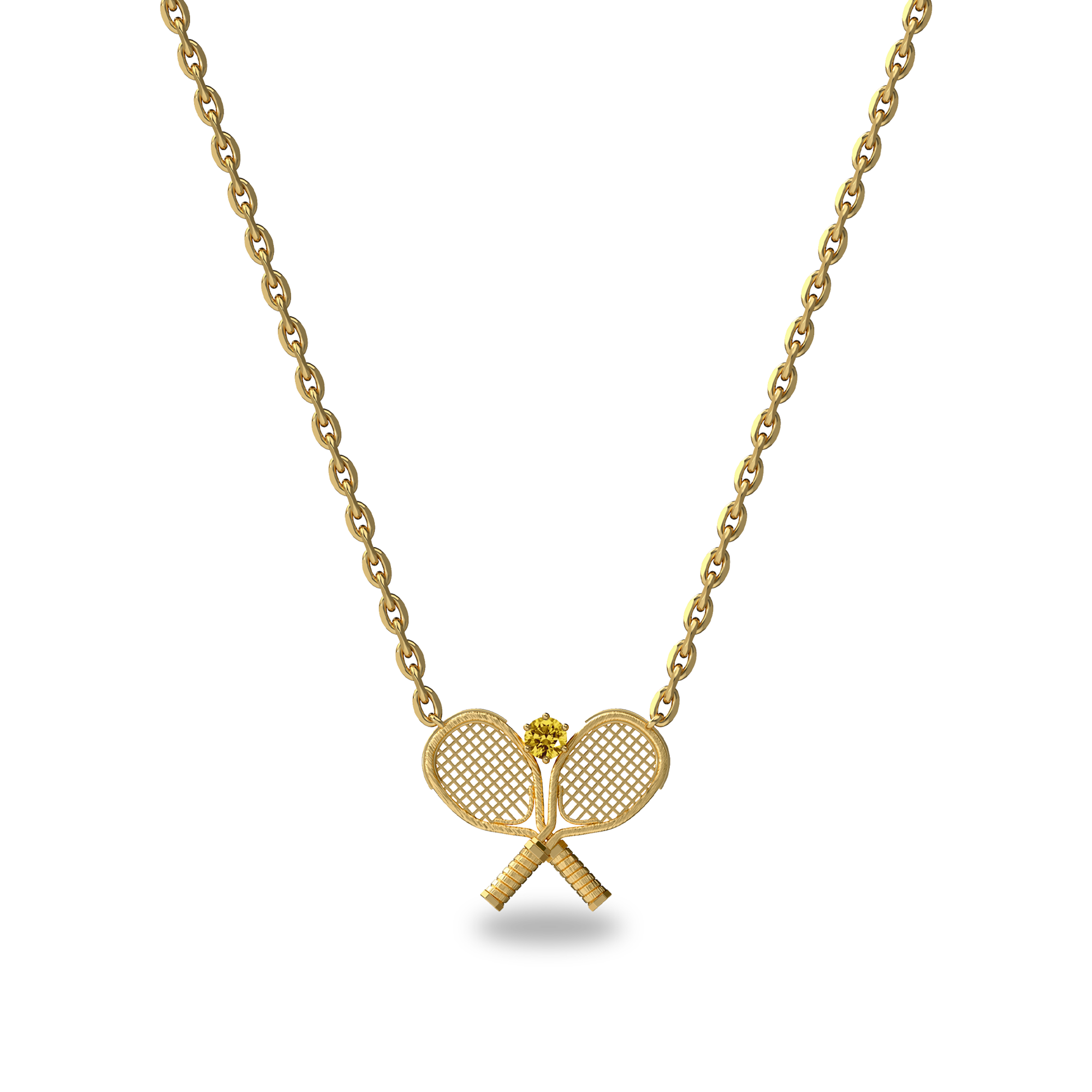 'The Tennis' Two Rackets Necklace, Yellow Diamond - PASCAL#color_18k-yellow-gold-vermeil-yellow-diamond