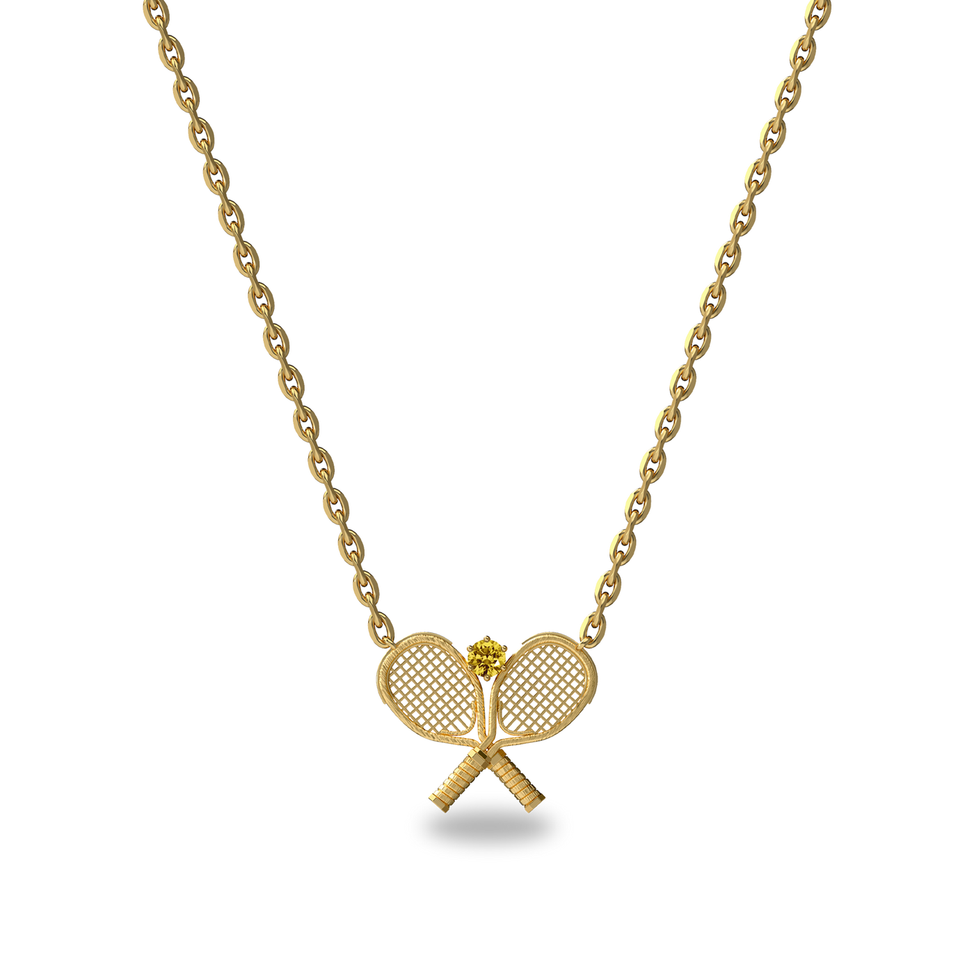 'The Tennis' Two Rackets Necklace, Yellow Diamond - PASCAL#color_18k-yellow-gold-vermeil-yellow-diamond
