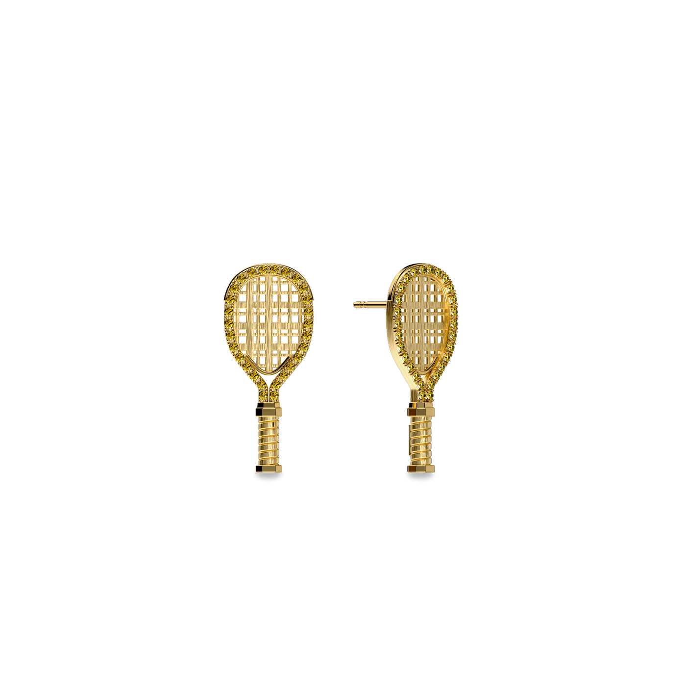Racket Pascal 'The Tennis' Racket Grand Stud Earring, Yellow Diamond Halo | PASCAL