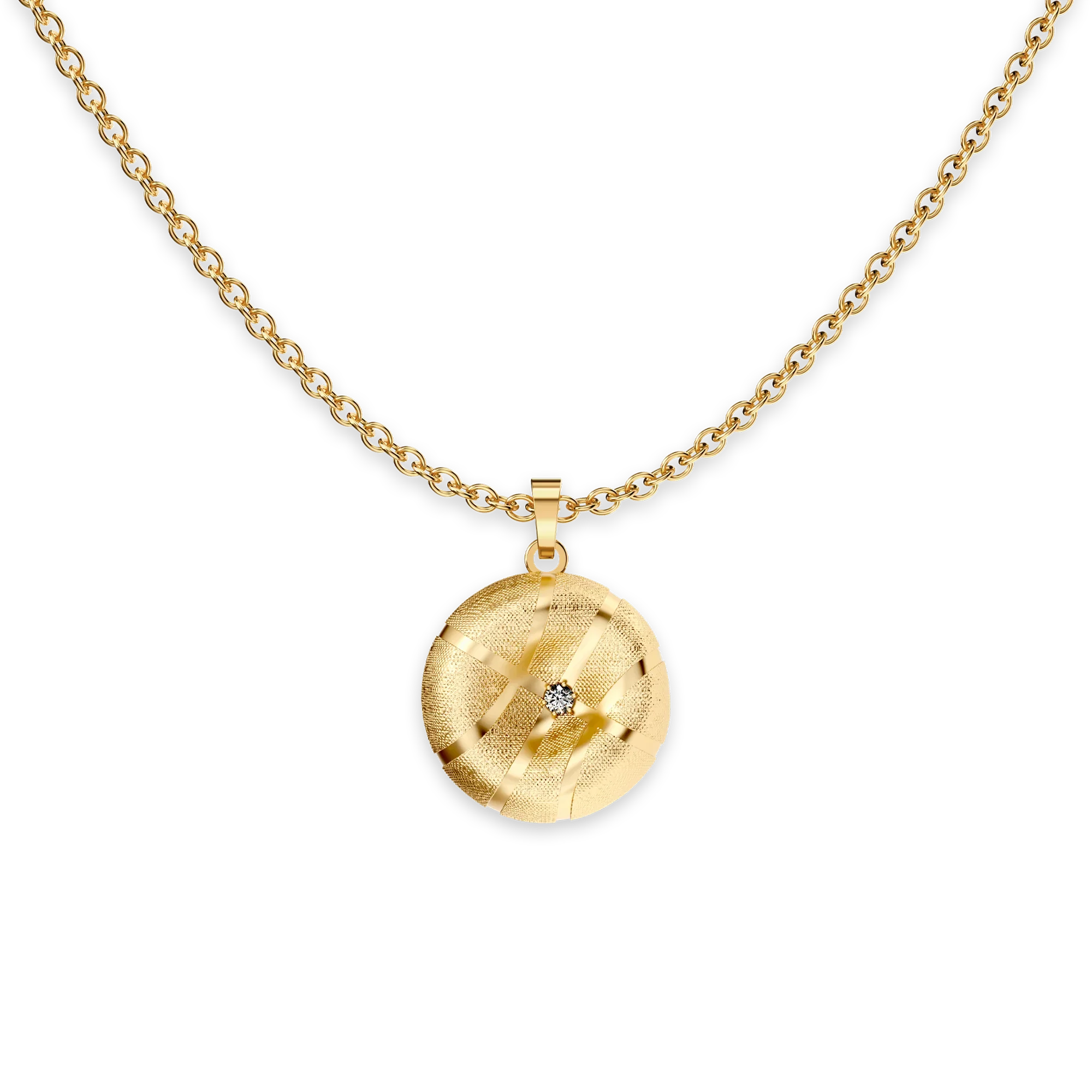The Basketball Crooked Ball Pendant, White Diamond - PASCAL