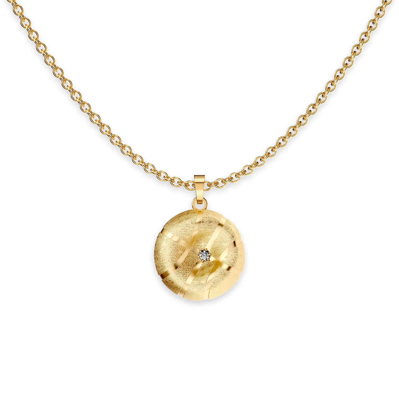 The Basketball Crooked Ball Pendant, White Diamond - PASCAL