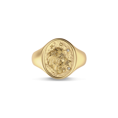 'Zodiac' Diamond Signet Ring, Leo