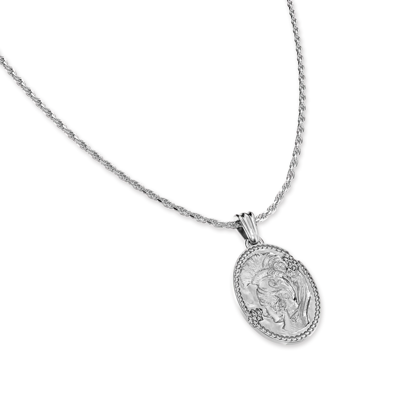 Ciondolo ovale 'Olympus' Athena, diamante bianco