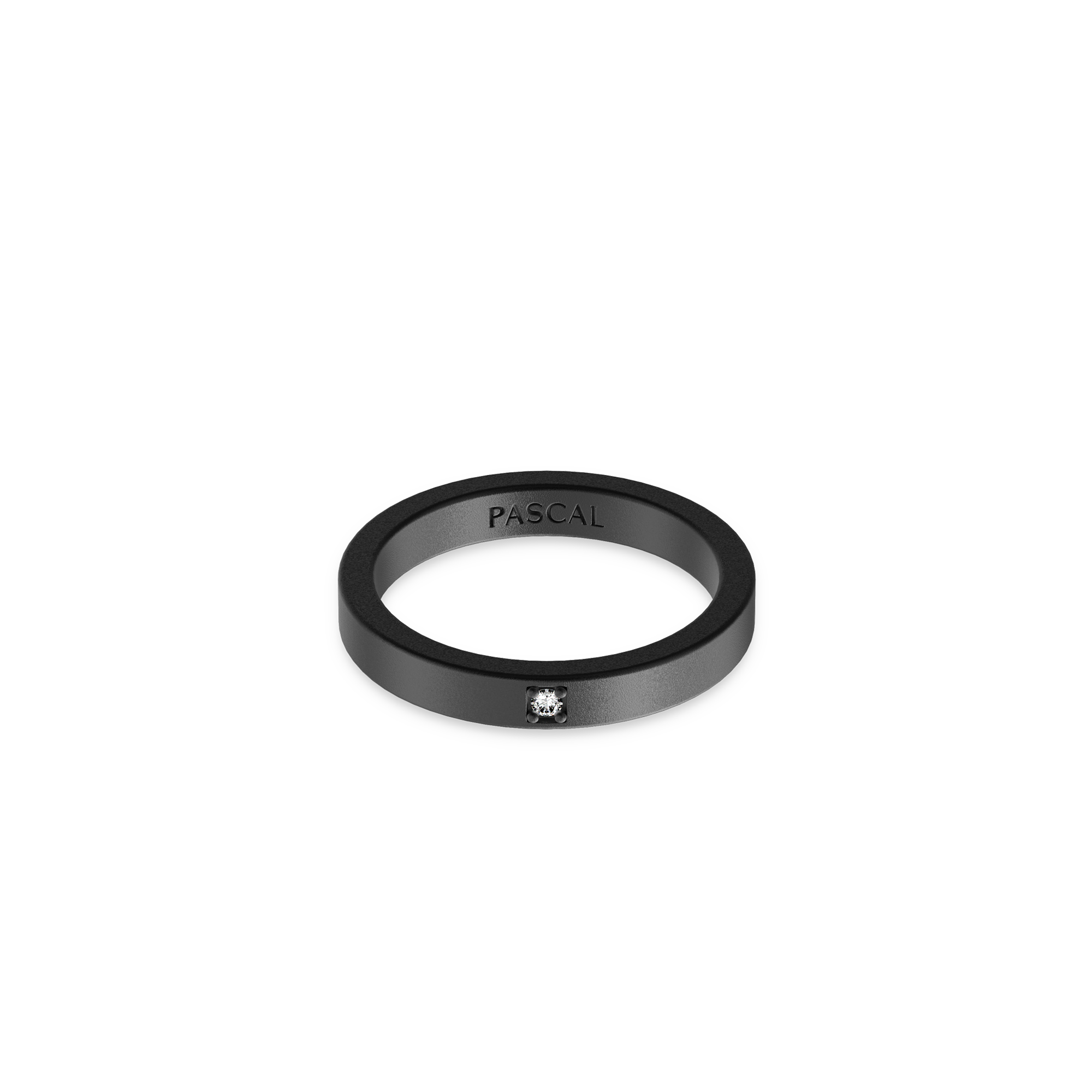 Eternity Band Diamond Promise Ring in black titanium with sleek contemporary look#color_black-titanium-white-diamonds