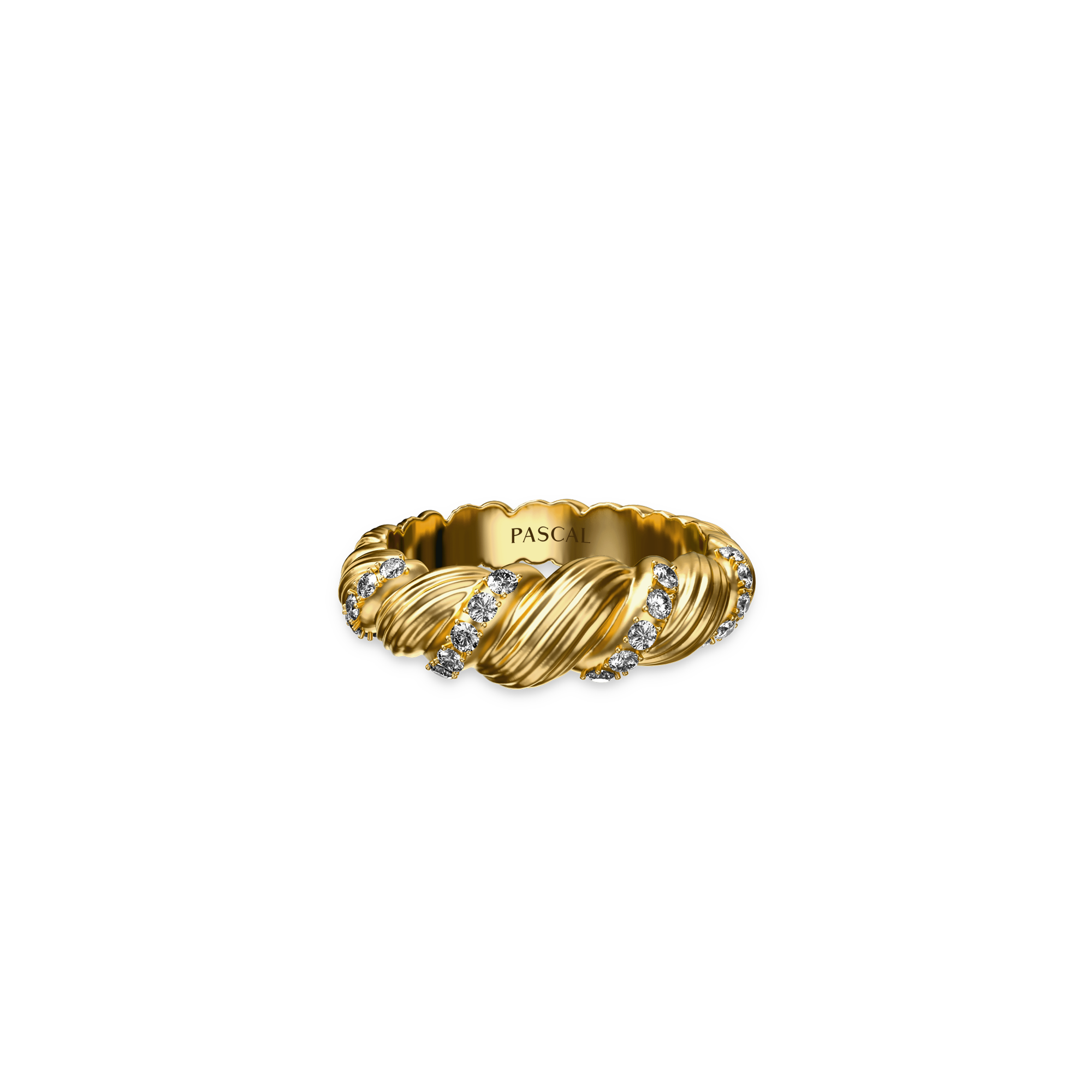 Vine Cluster Dome Ring - PASCAL#color_18k-yellow-gold-vermeil-white-diamond