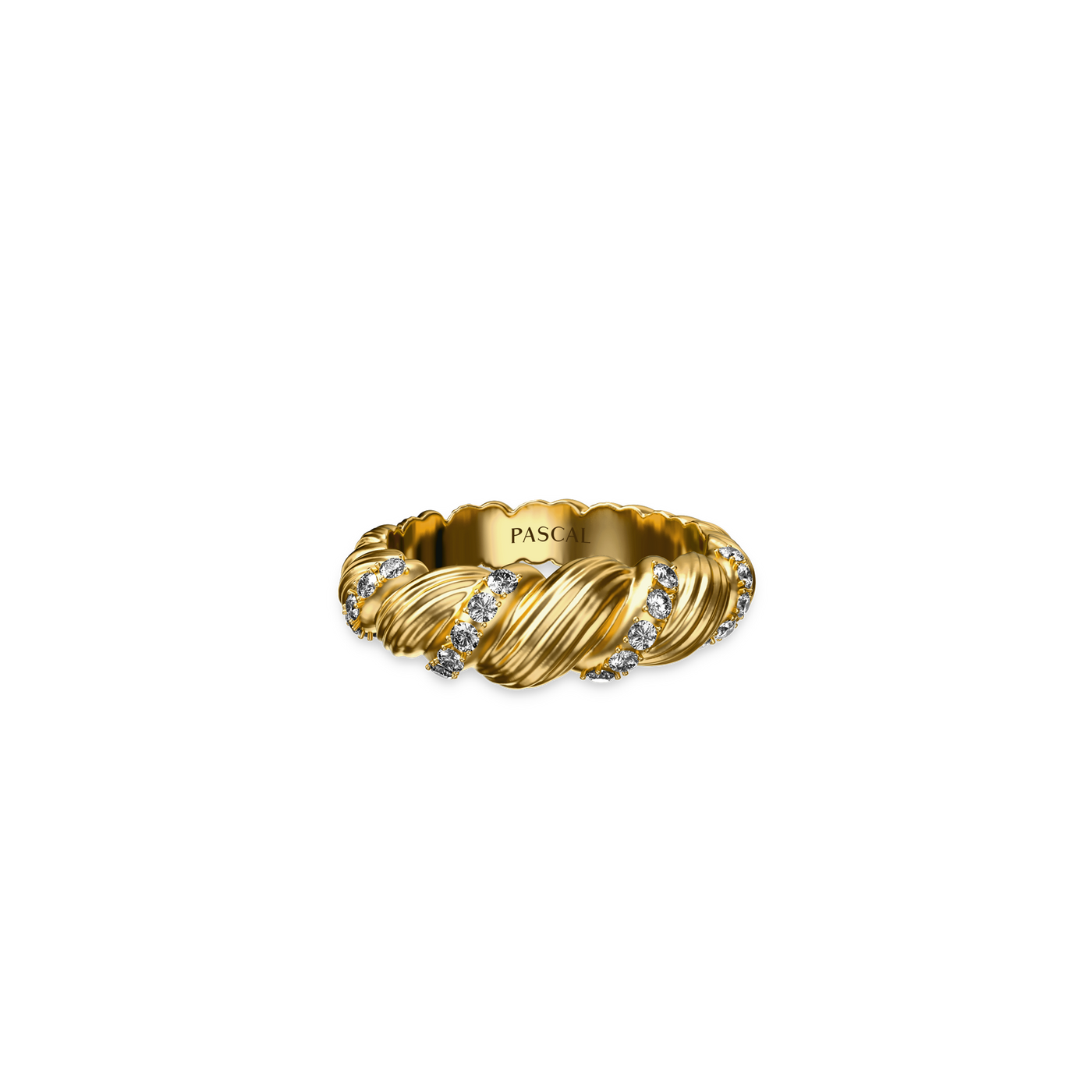 Vine Cluster Dome Ring - PASCAL#color_18k-yellow-gold-vermeil-white-diamond