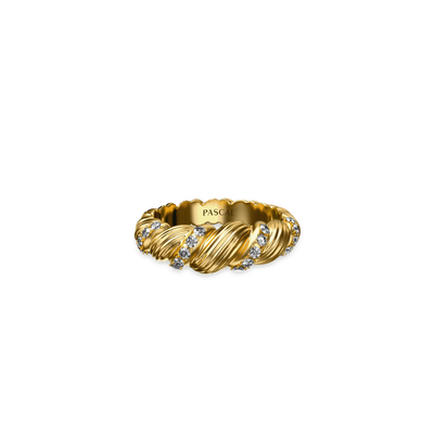 Vine Cluster Dome Ring - PASCAL#color_18k-yellow-gold-vermeil-white-diamond