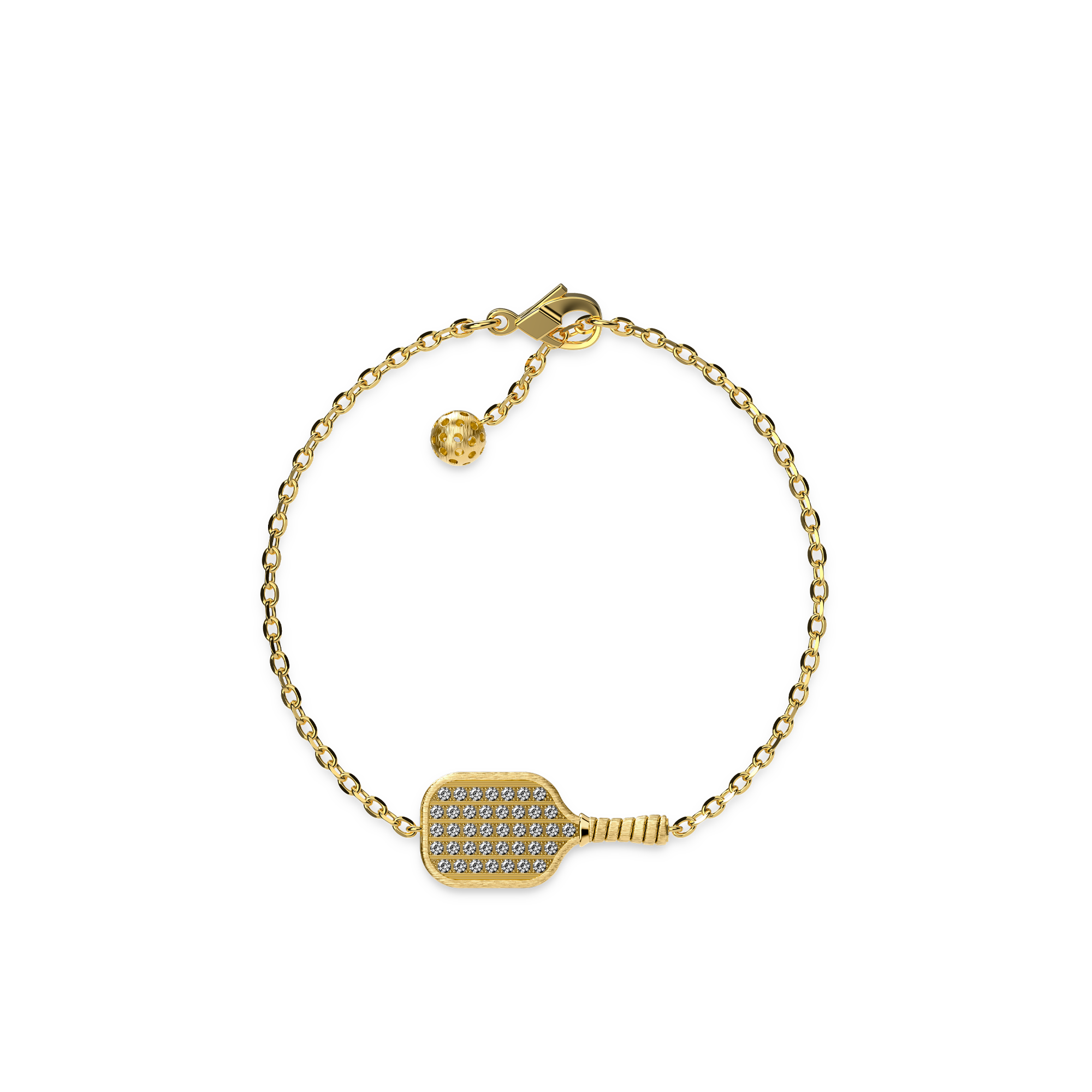 The Pickleball Paddle Bracelet, White Diamond Pavé - PASCAL#color_18k-yellow-gold-vermeil-white-diamond