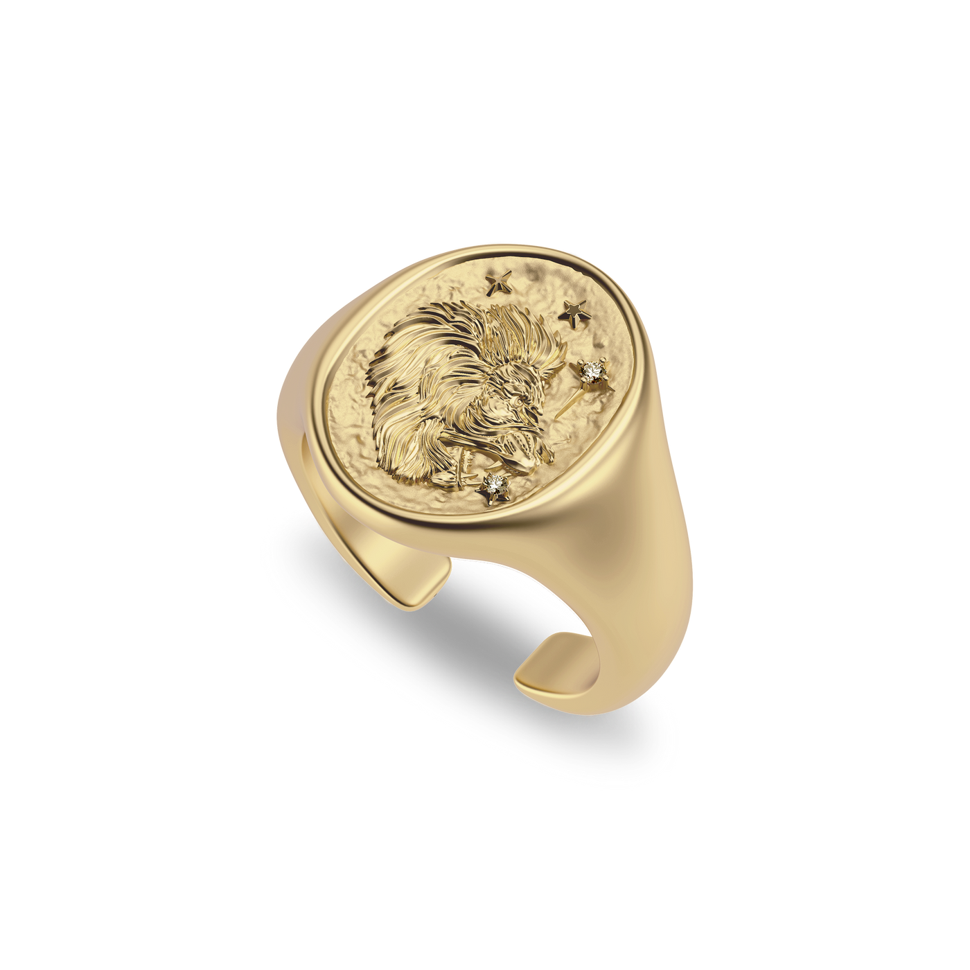 'Zodiac' Diamond Signet Ring, Leo