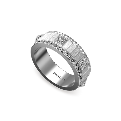 Anillo Banda Obelisco, Diamante Blanco