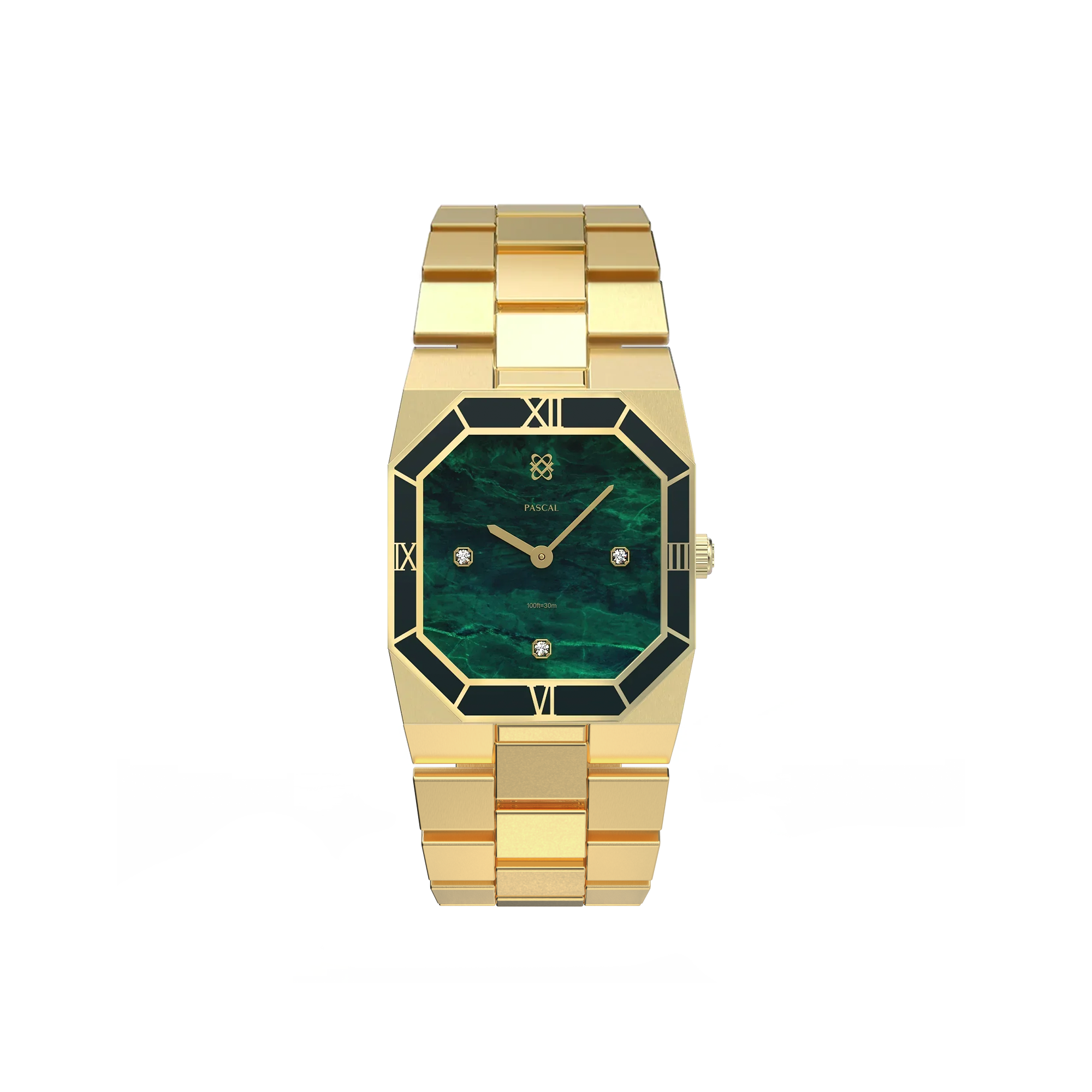 Octagonal Enamel Diamond Watch in Willow Whisper - PASCAL