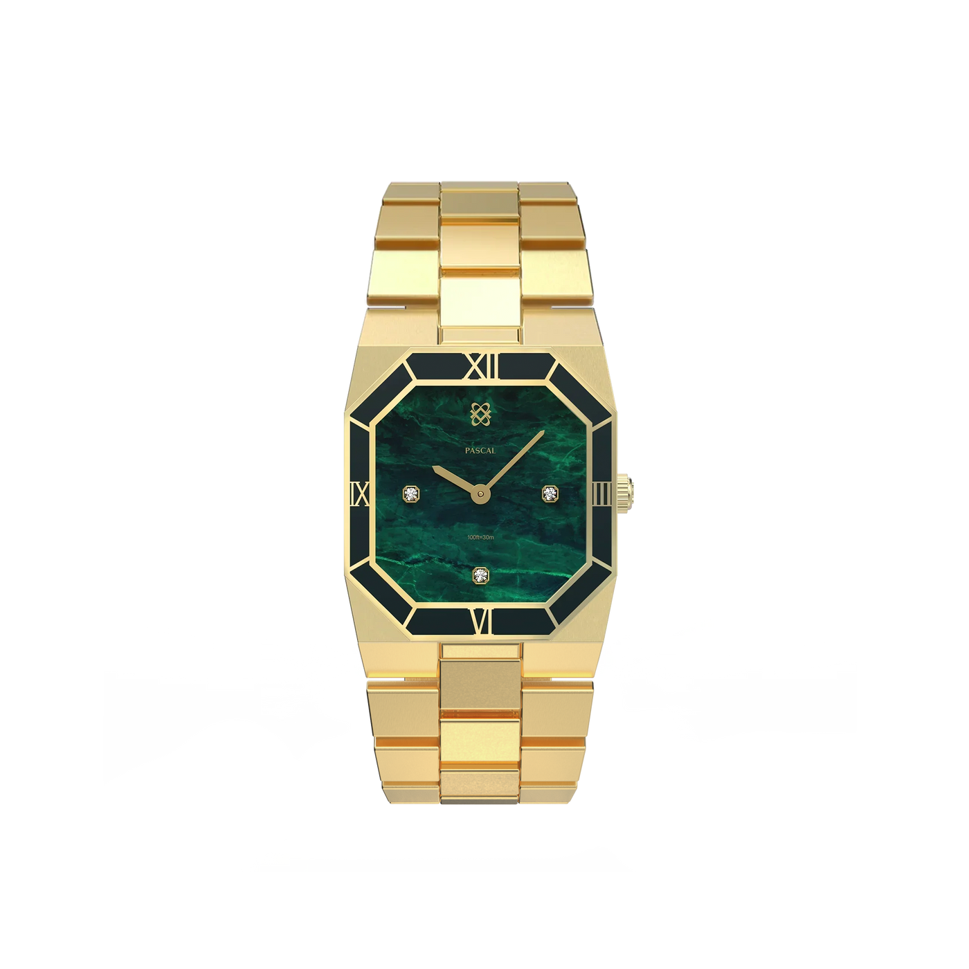 Octagonal Enamel Diamond Watch in Willow Whisper - PASCAL