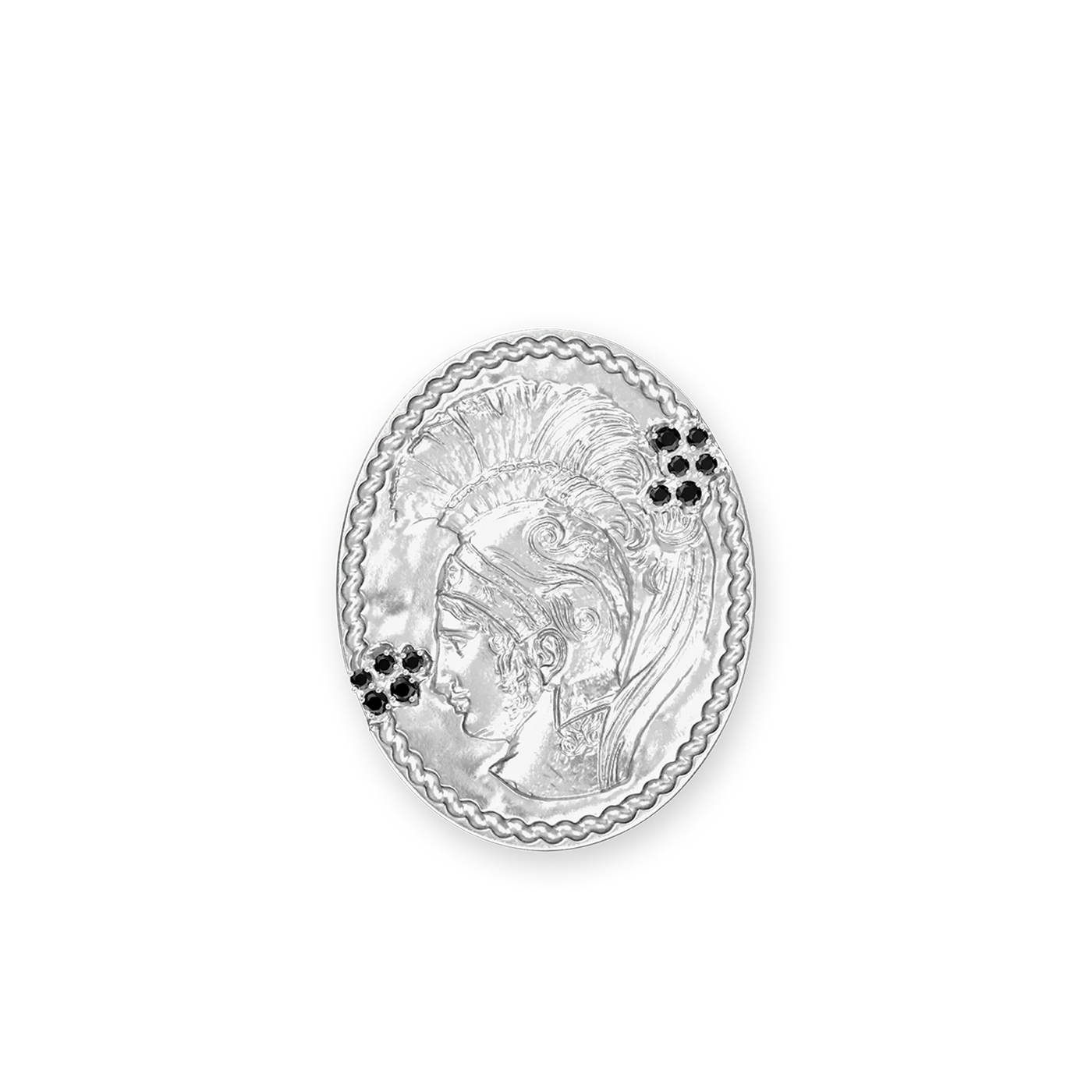 Olympus Athena Signet Ring, Black Diamond - PASCAL#color_18k-white-gold-vermeil-black-diamond