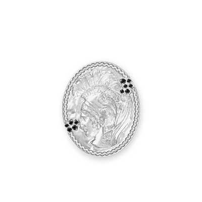 Olympus Athena Signet Ring, Black Diamond - PASCAL#color_18k-white-gold-vermeil-black-diamond