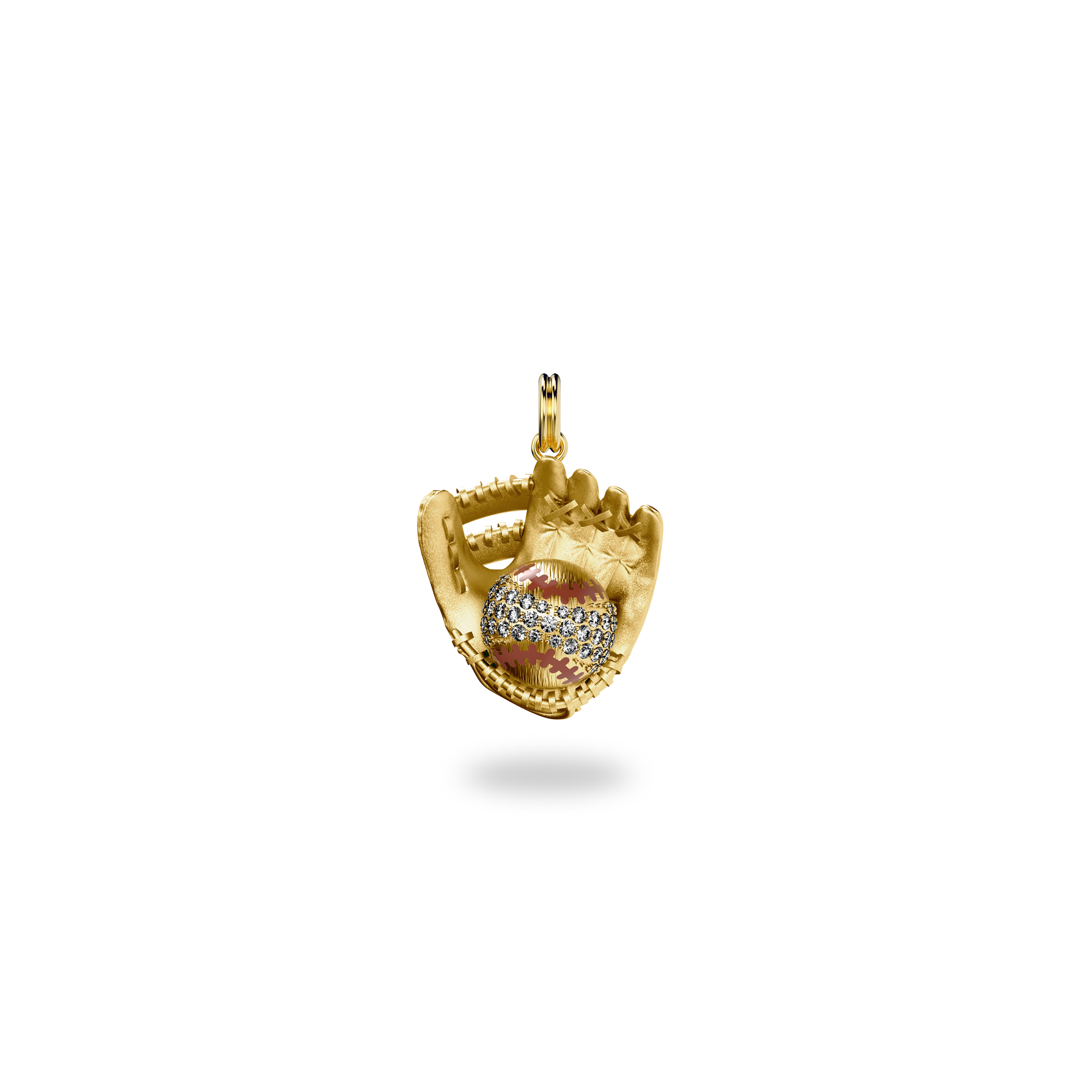 The Baseball Ball & Glove Pendant, White Diamond - PASCAL#color_18k-yellow-gold-vermeil-white-diamond